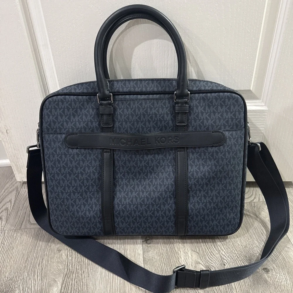 Michael Kors Hudson Logo Double Gusset Briefcase‎ Carry Laptop Bag Reg $425